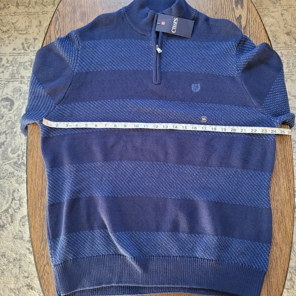 CHAPS Long Sleeve Mock Neck Pullover Striped Knit Sweater Size Men's XL NEW